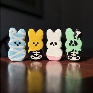 Horror Bunny Peeps Ceramic Figurines Hand Painted